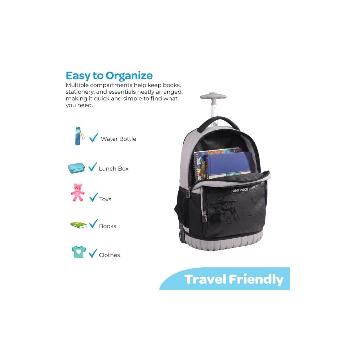 Moon 18" One Piece 3-in-1 Trolley Backpack + Lunch Bag + Pencil Case Set