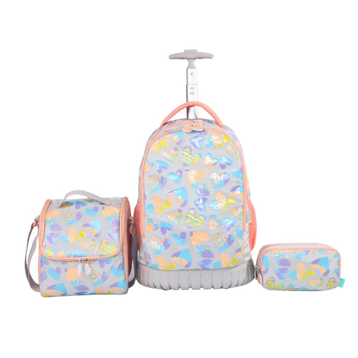 Moon 18" Pink 3-in-1 Trolley Backpack + Lunch Bag + Pencil Case Set