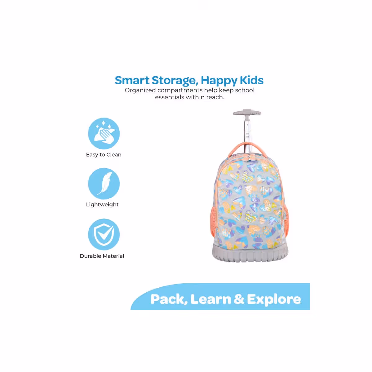 Moon 18" Pink 3-in-1 Trolley Backpack + Lunch Bag + Pencil Case Set