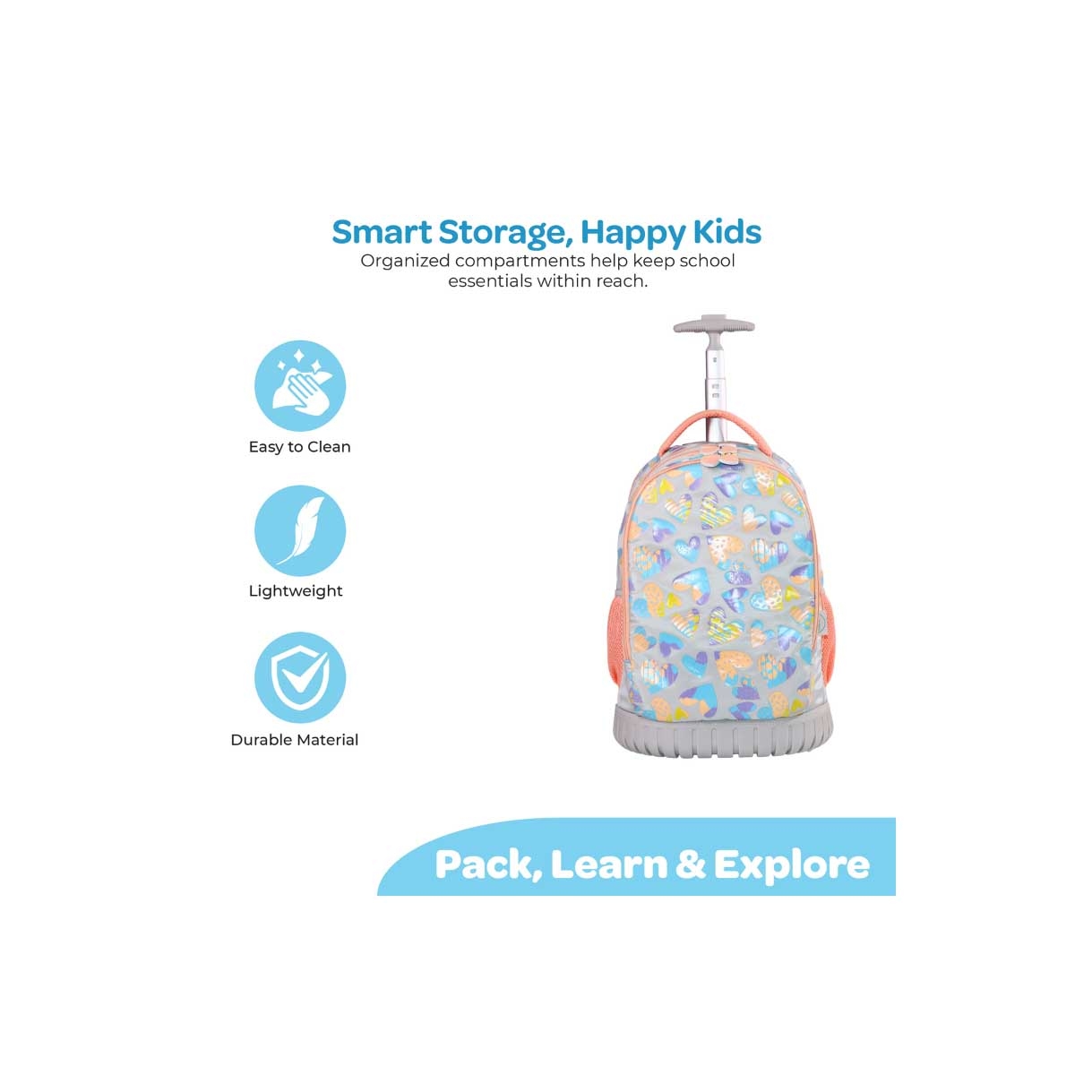 Moon 18" Pink 3-in-1 Trolley Backpack + Lunch Bag + Pencil Case Set
