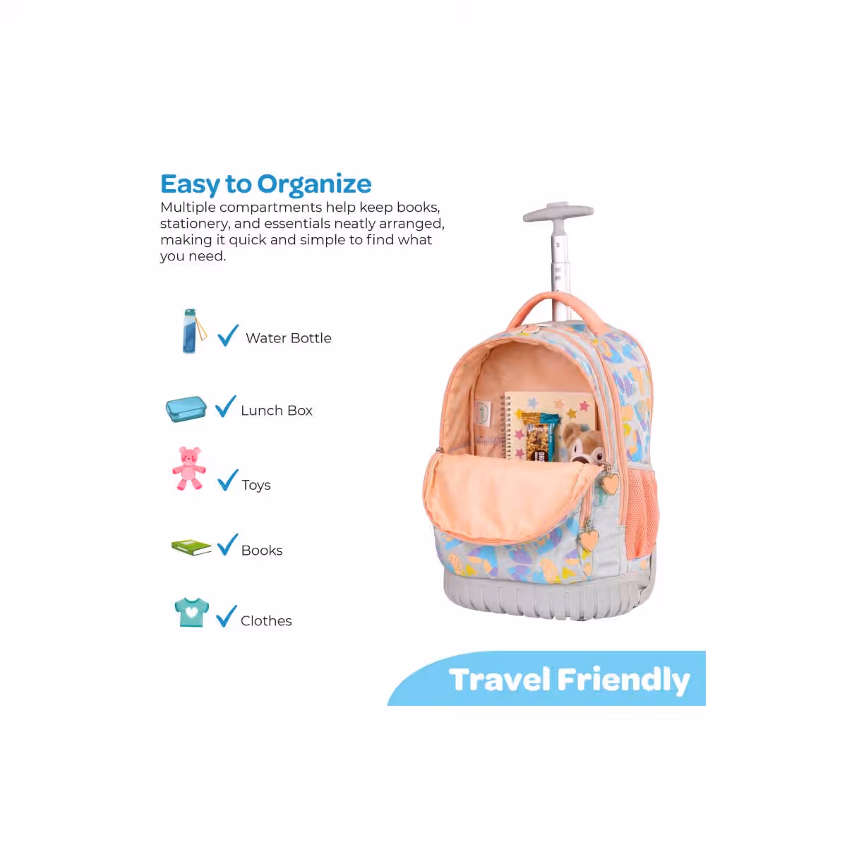 Moon 18" Pink 3-in-1 Trolley Backpack + Lunch Bag + Pencil Case Set