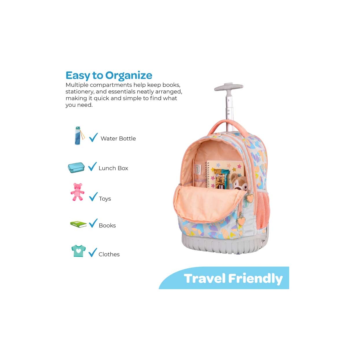Moon 18" Pink 3-in-1 Trolley Backpack + Lunch Bag + Pencil Case Set
