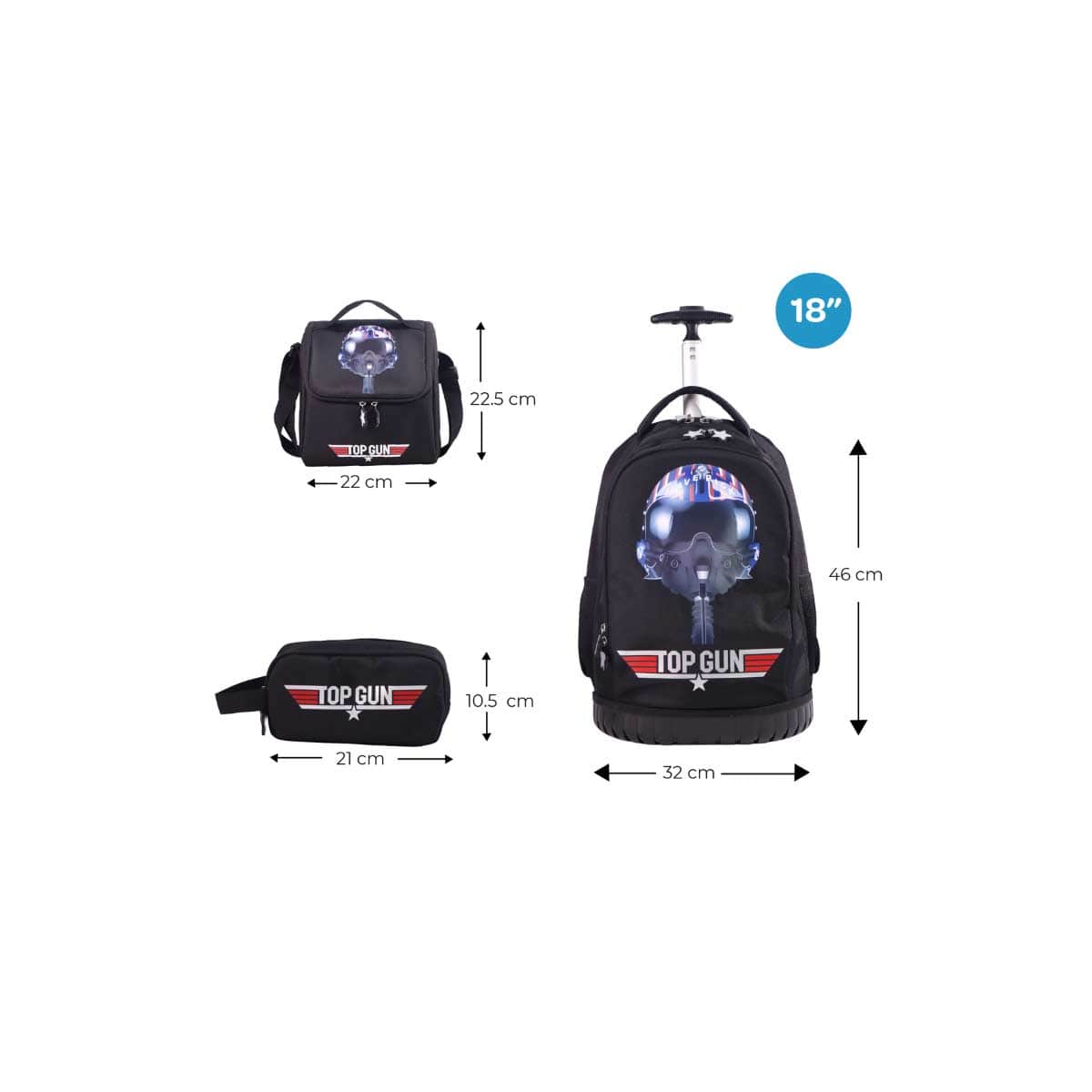 Moon 18" 3-in-1 Trolley Backpack + Lunch Bag + Pencil Case Set