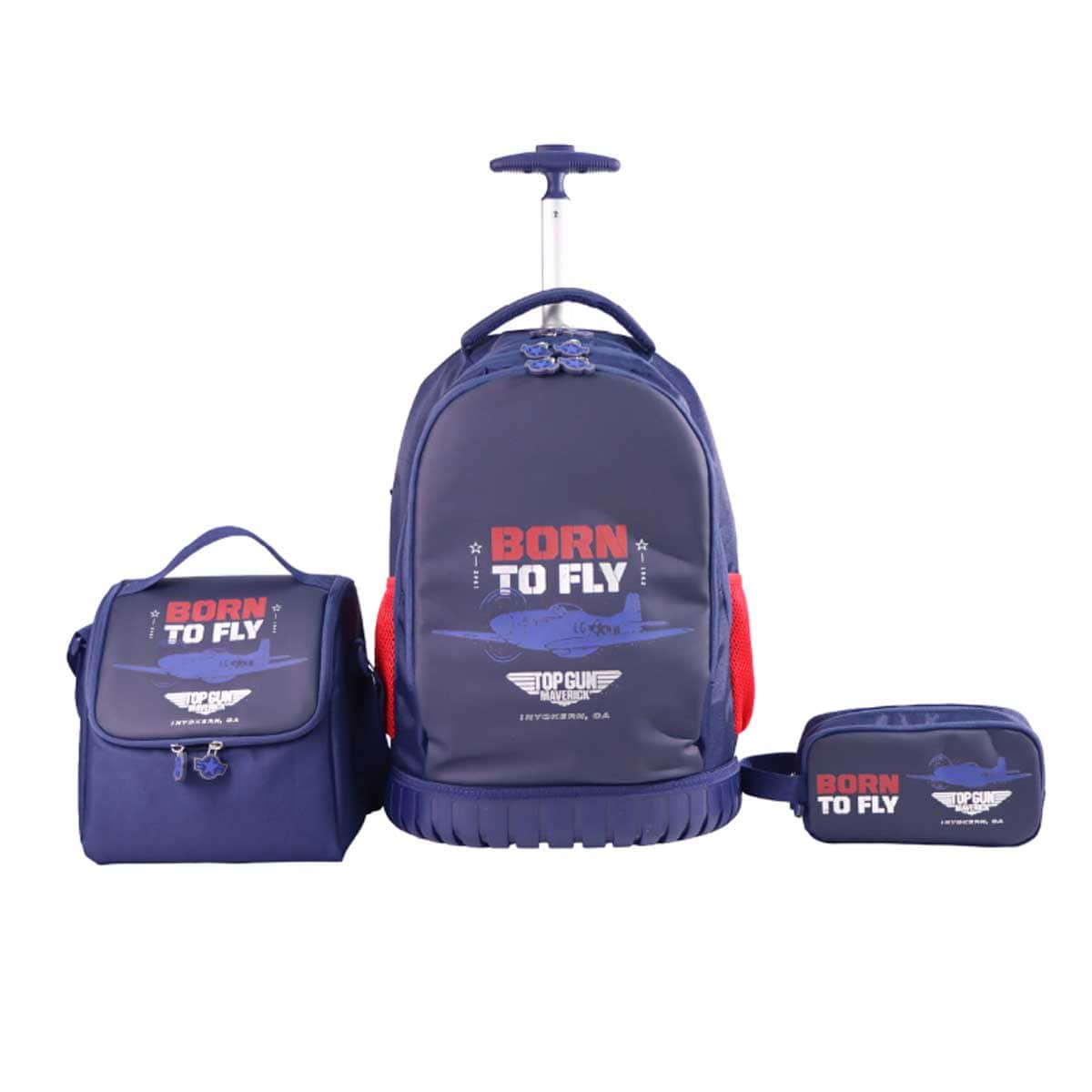 Moon 18" Blue 3-in-1 Trolley Backpack + Lunch Bag + Pencil Case Set
