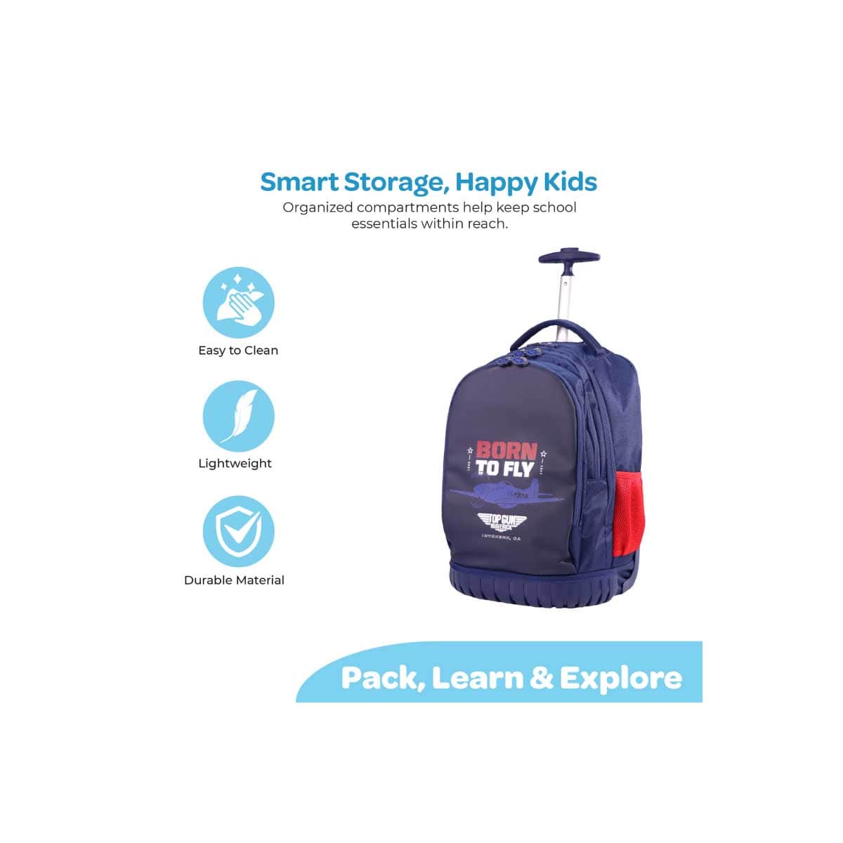 Moon 18" Blue 3-in-1 Trolley Backpack + Lunch Bag + Pencil Case Set