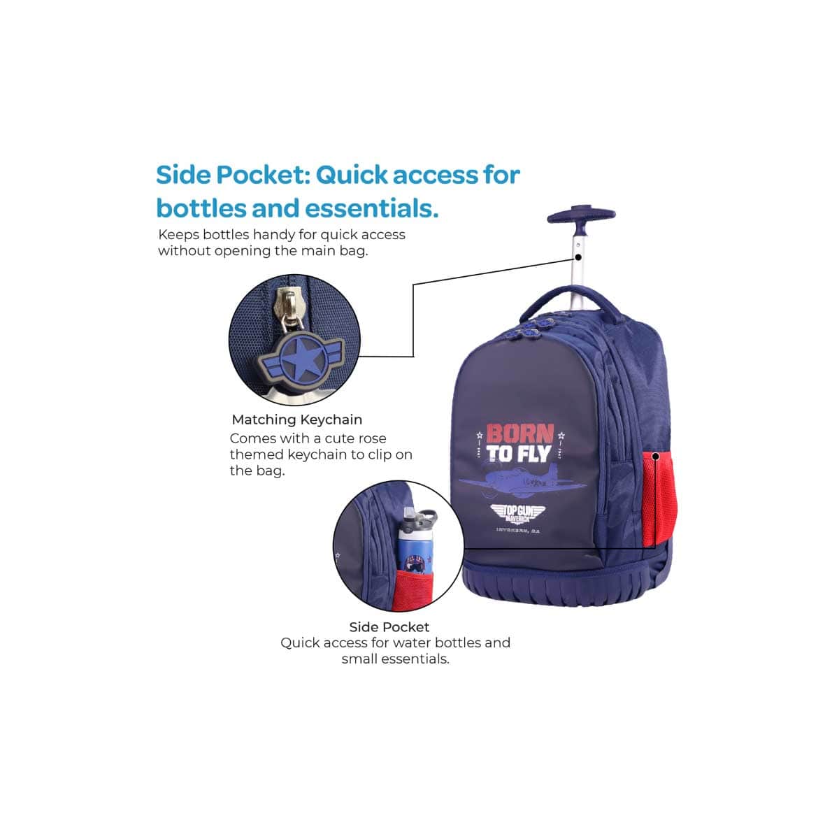 Moon 18" Blue 3-in-1 Trolley Backpack + Lunch Bag + Pencil Case Set
