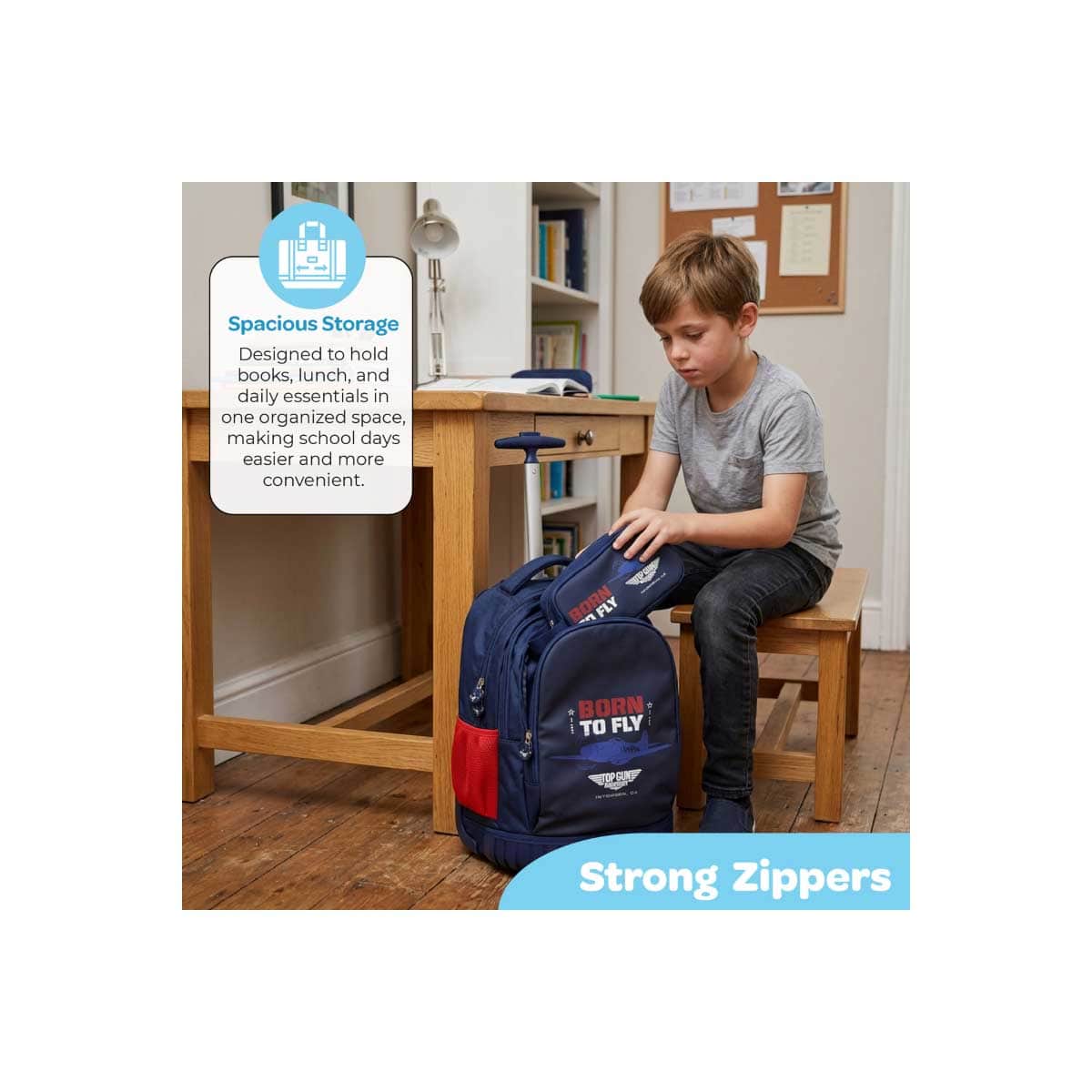 Moon 18" Blue 3-in-1 Trolley Backpack + Lunch Bag + Pencil Case Set