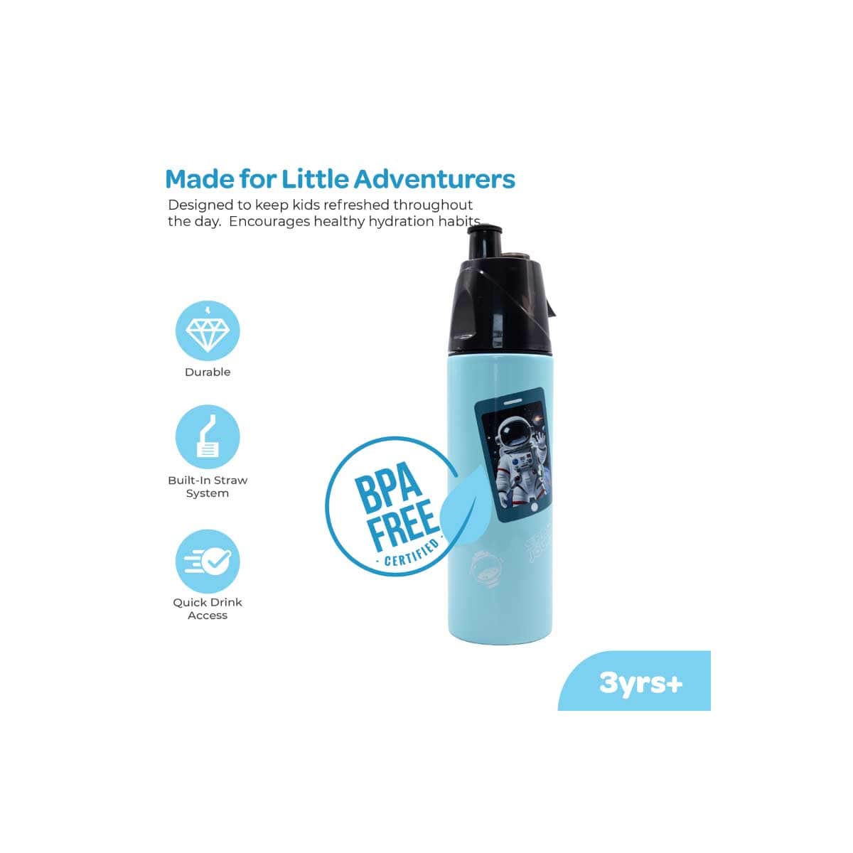 Moon 500ml Astronaut Insulated Stainless Steel Mist Spray Water Bottle