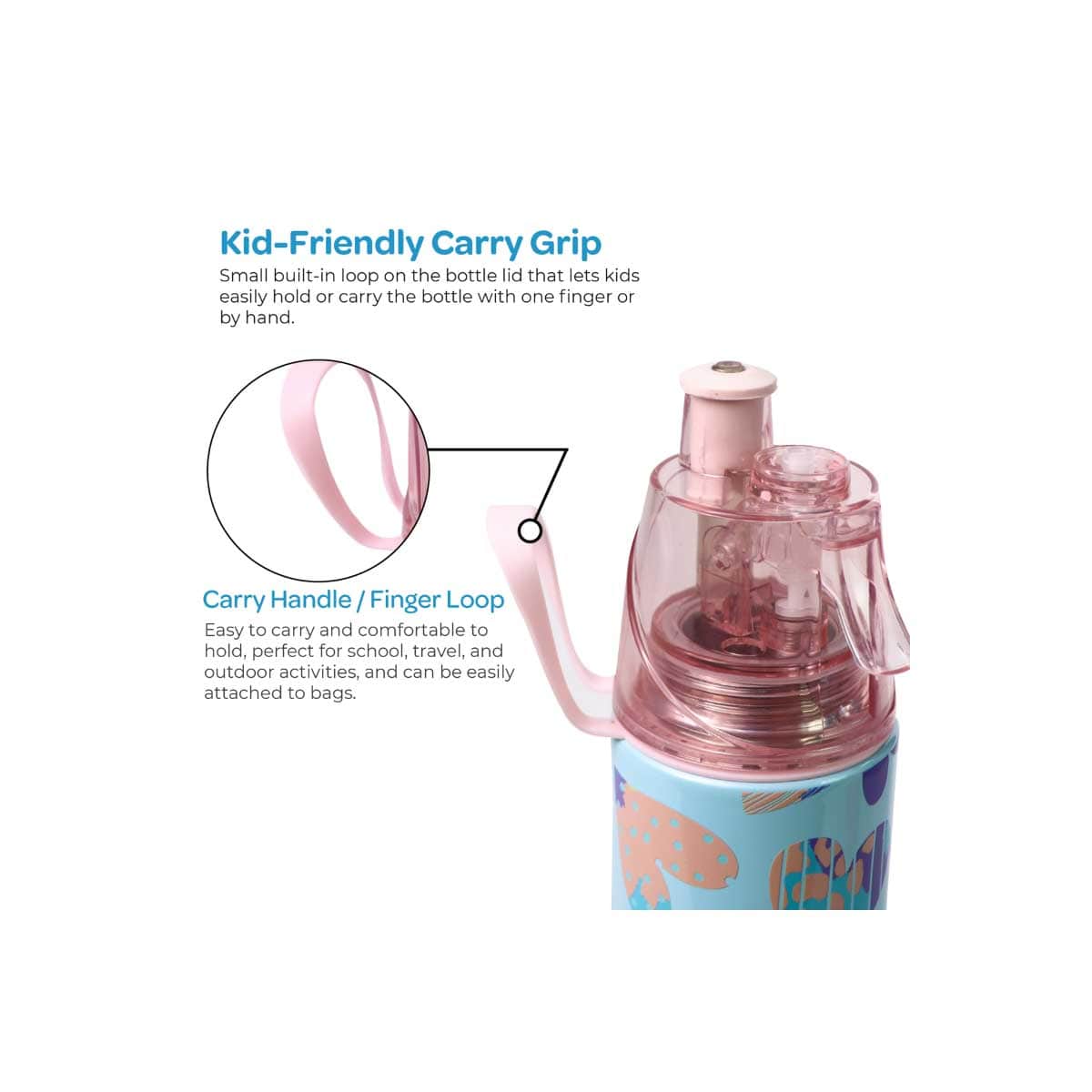 Moon 500ml Hearted Insulated Stainless Steel Mist Spray Water Bottle