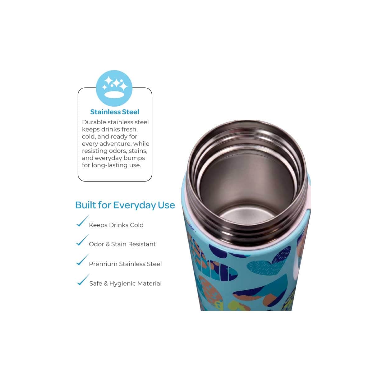 Moon 500ml Hearted Insulated Stainless Steel Mist Spray Water Bottle