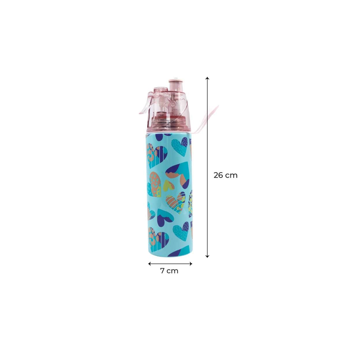 Moon 500ml Hearted Insulated Stainless Steel Mist Spray Water Bottle