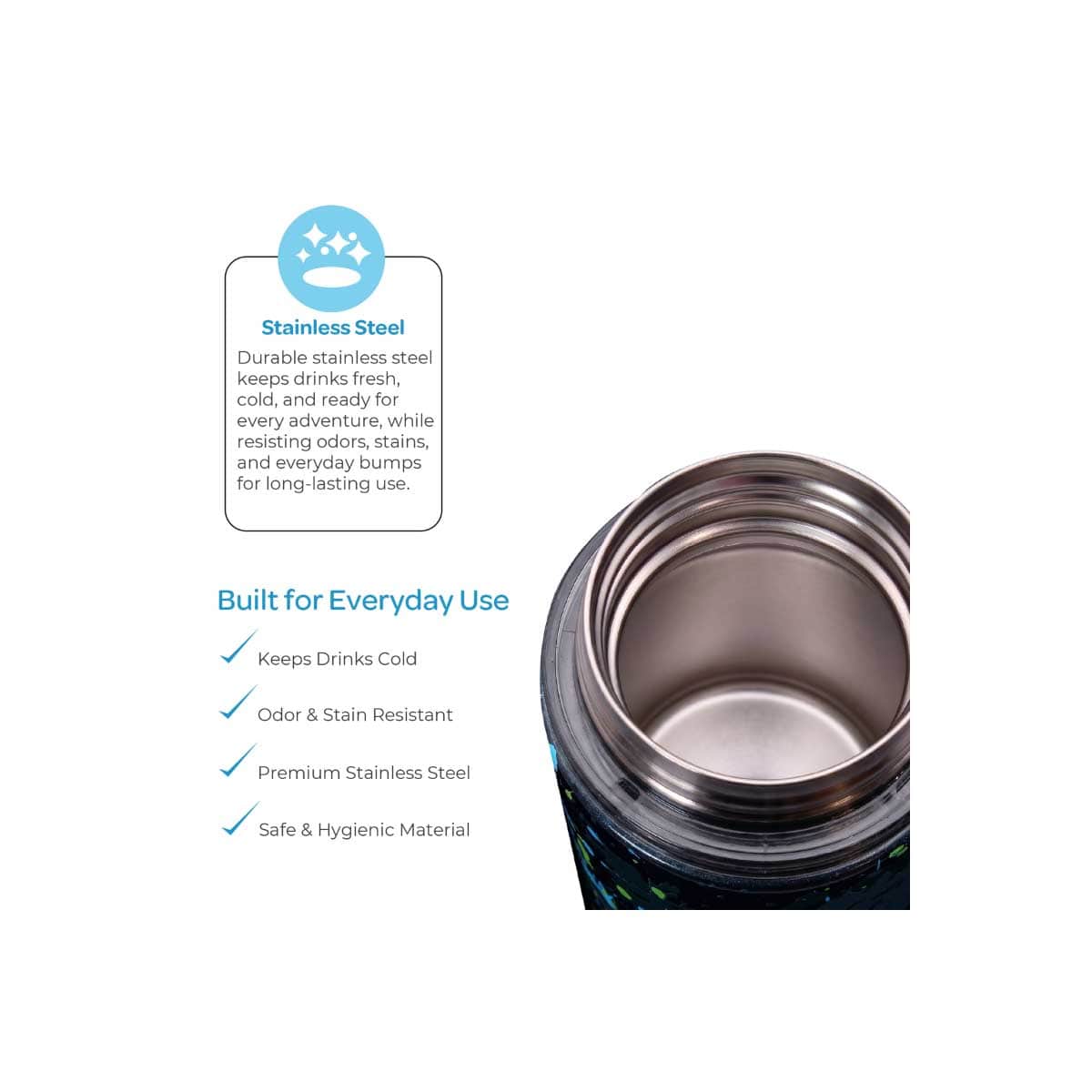 Moon 500ml Kids Insulated Stainless Steel Mist Spray Water Bottle