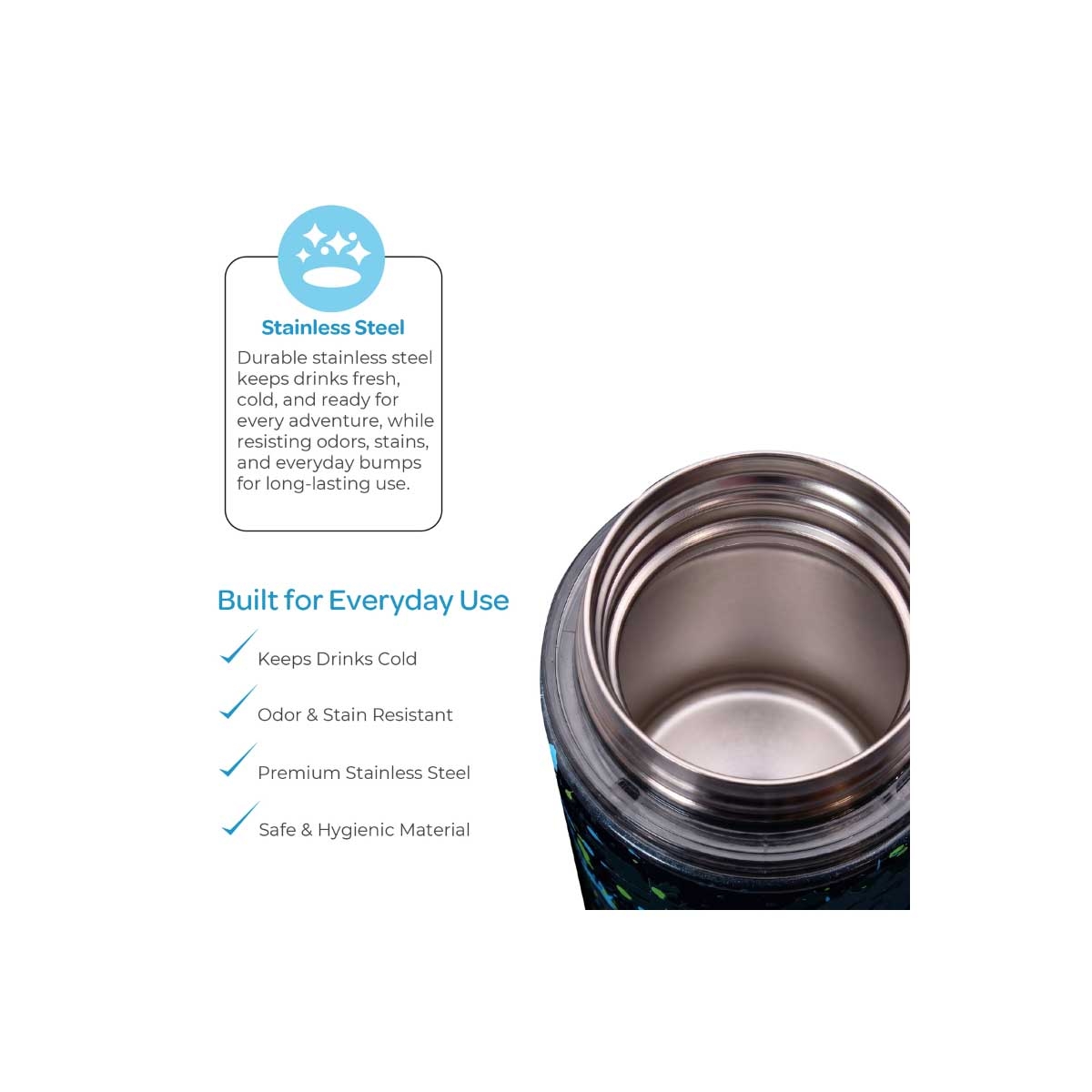 Moon 500ml Kids Insulated Stainless Steel Mist Spray Water Bottle