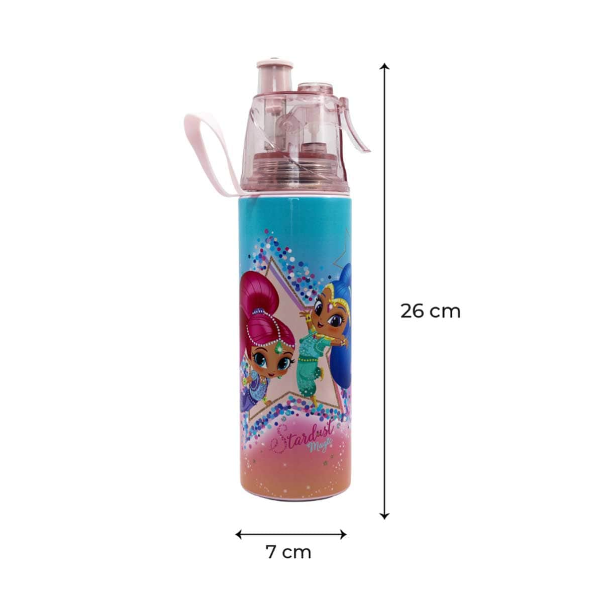 Moon 500ml Licensed Shimmer & Shine Kids Insulated Mist Spray Water Bottle