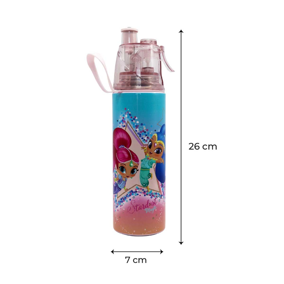Moon 500ml Licensed Shimmer & Shine Kids Insulated Mist Spray Water Bottle