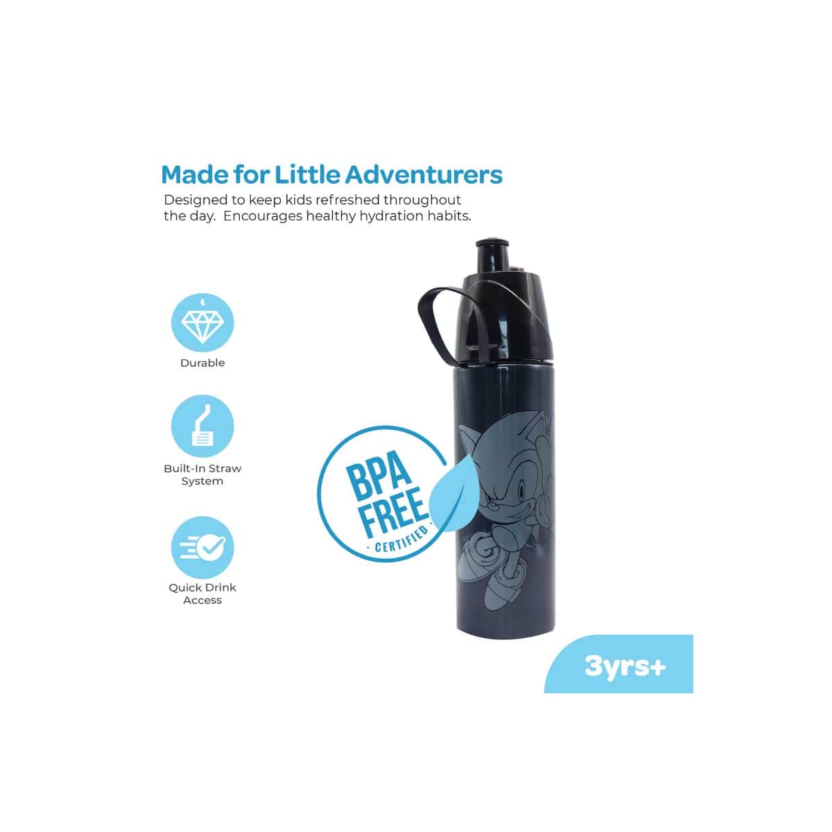 Moon 500ml Sonic Kids Insulated Mist Spray Water Bottle