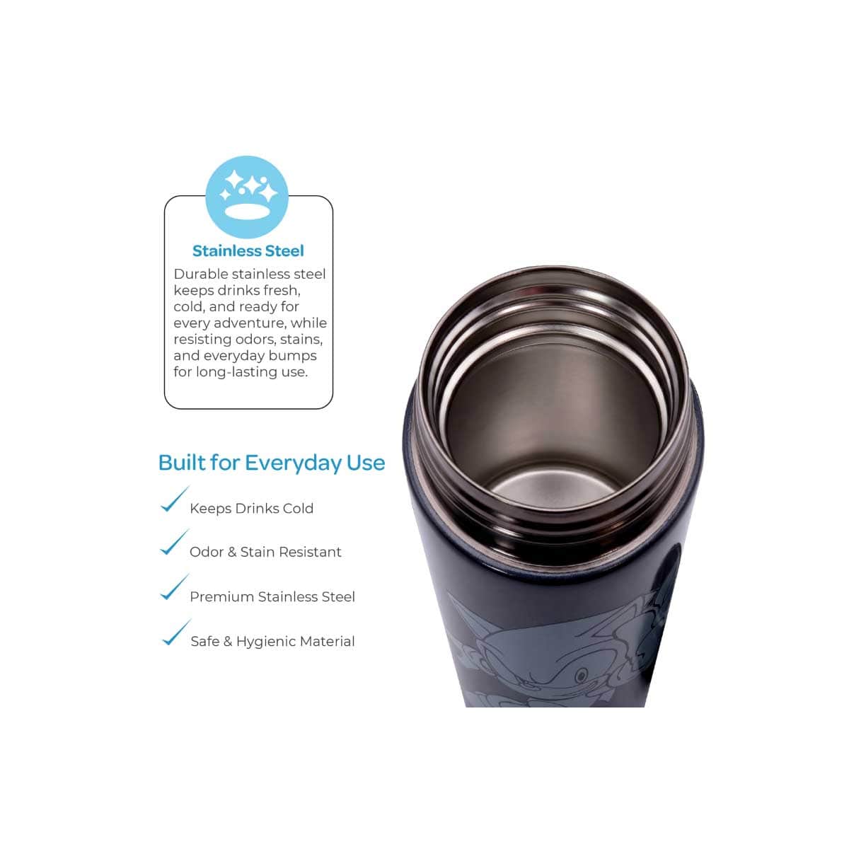 Moon 500ml Sonic Kids Insulated Mist Spray Water Bottle