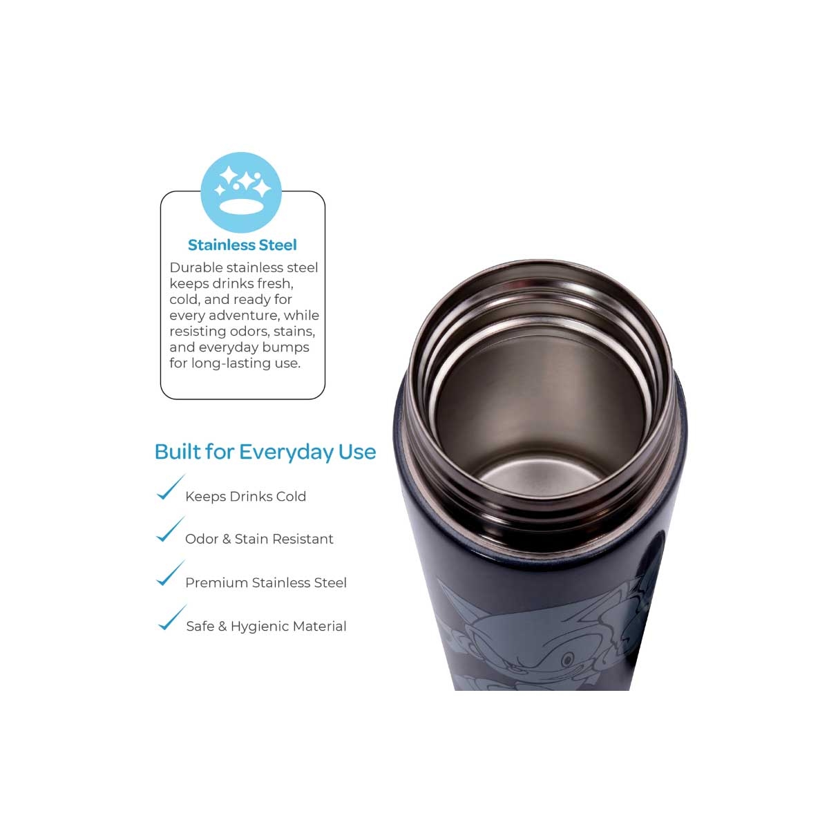 Moon 500ml Sonic Kids Insulated Mist Spray Water Bottle