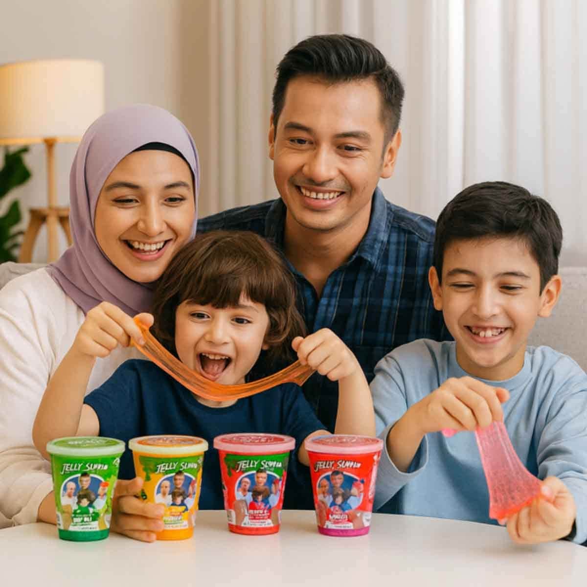 Moshaya Family Assorted Jelly Slime Can & Squeezers Net Foam Ball with Squeezers Bingsu Ball Bundle