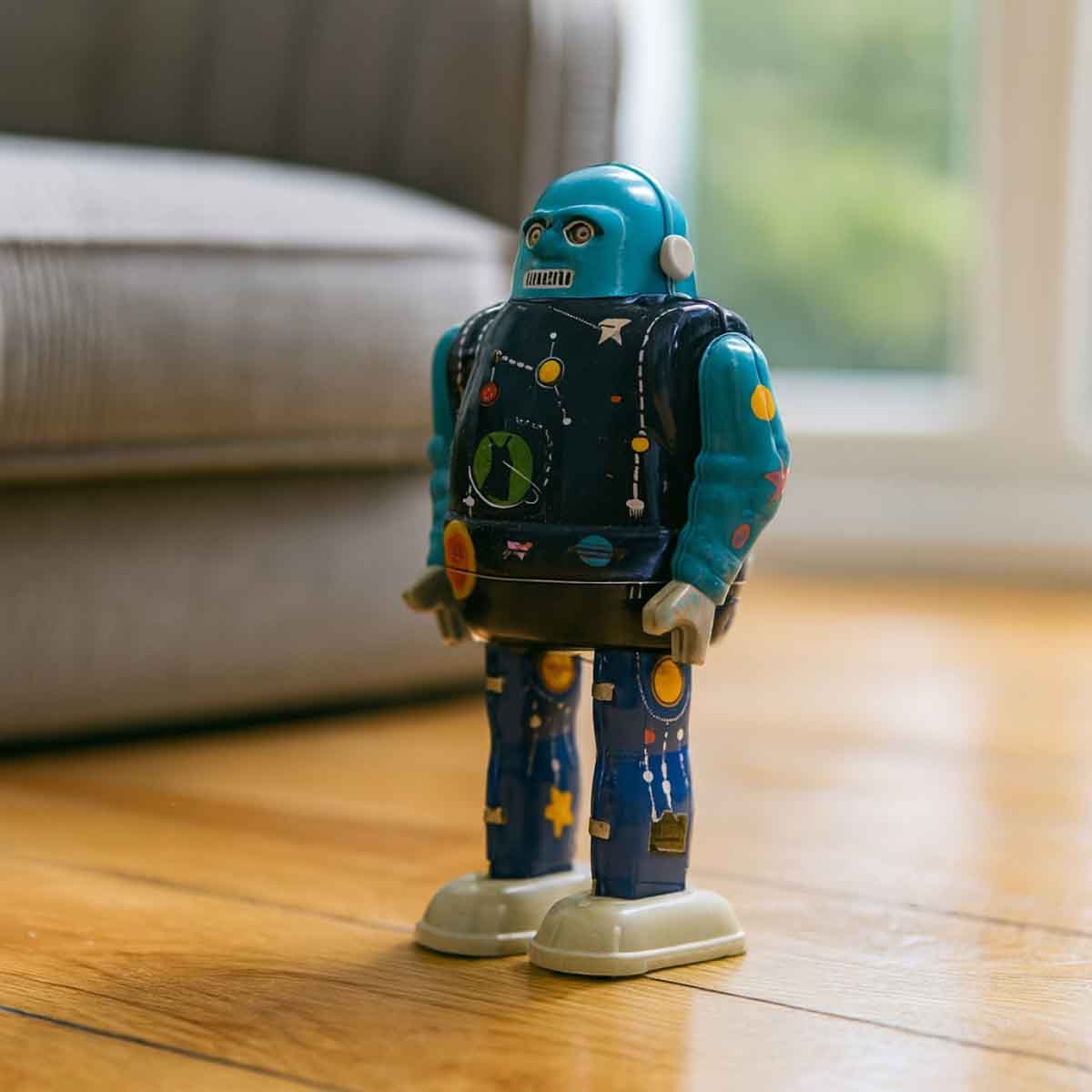 Mr & Mrs Tin 6” Star Bot Limited Edition Vintage Wind Up Toy Unisex, 3-4 Years