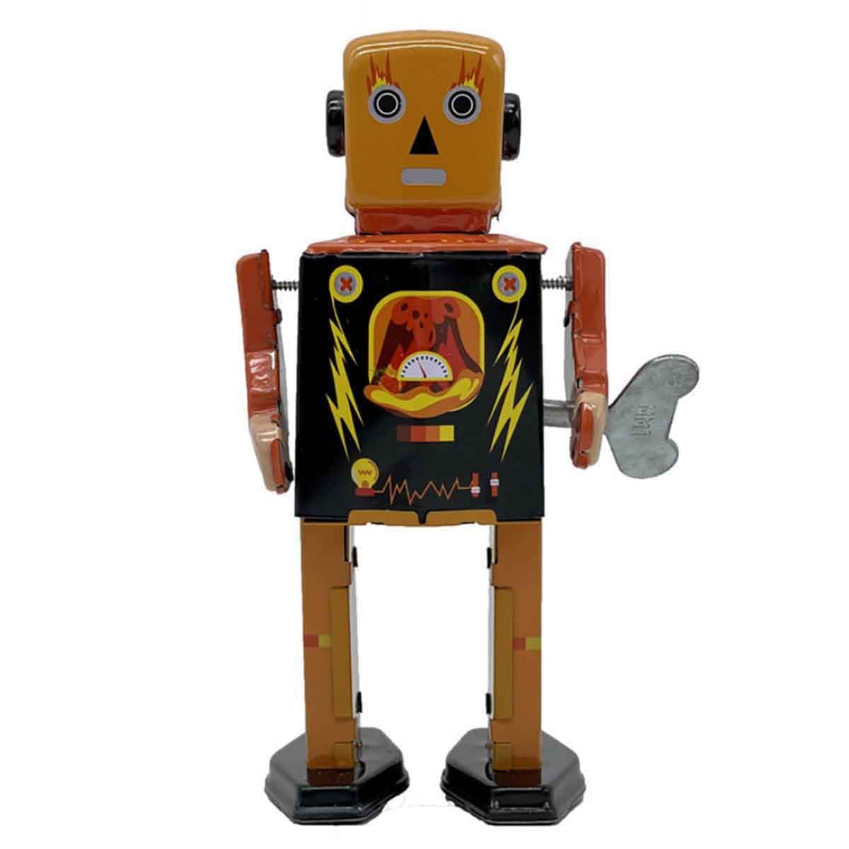 Mr & Mrs Tin 6” Volcano Bot Limited Edition Vintage Wind Up Toy Unisex, 3-4 Years