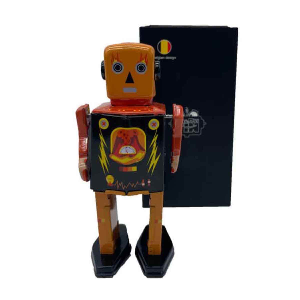 Mr & Mrs Tin 6” Volcano Bot Limited Edition Vintage Wind Up Toy Unisex, 3-4 Years