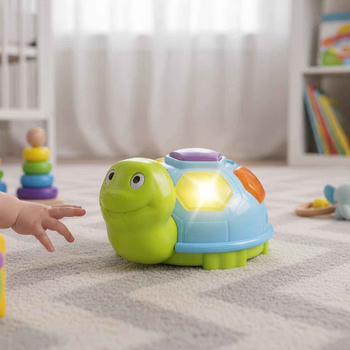 ريد بوكس لعبة سلحفاة صغيرة مع موسيقى وأضواء للأطفال من عمر 0-2 سنوات