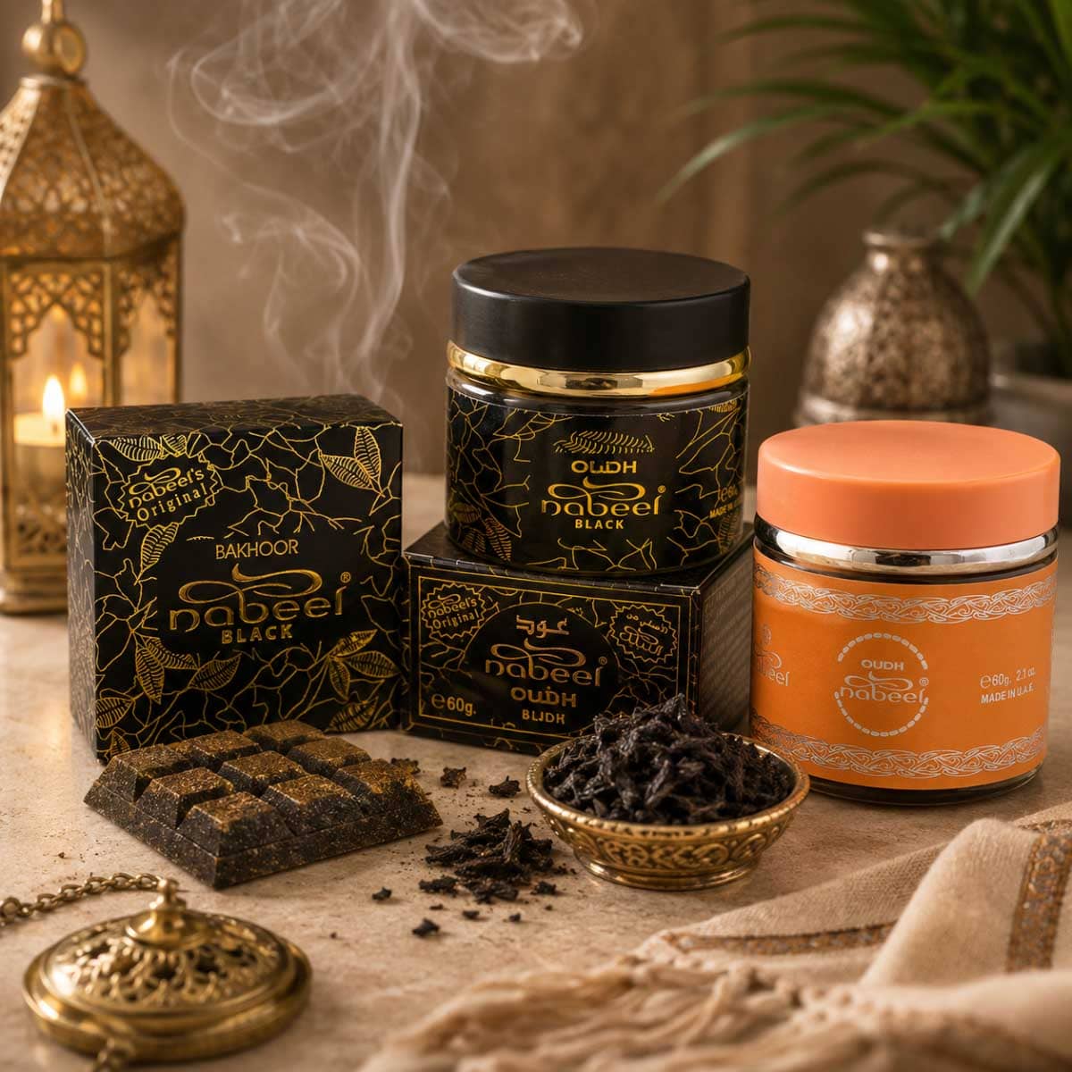 Nabeel Black & Oudh Black with Oudh Bakhoor Incense Bundle