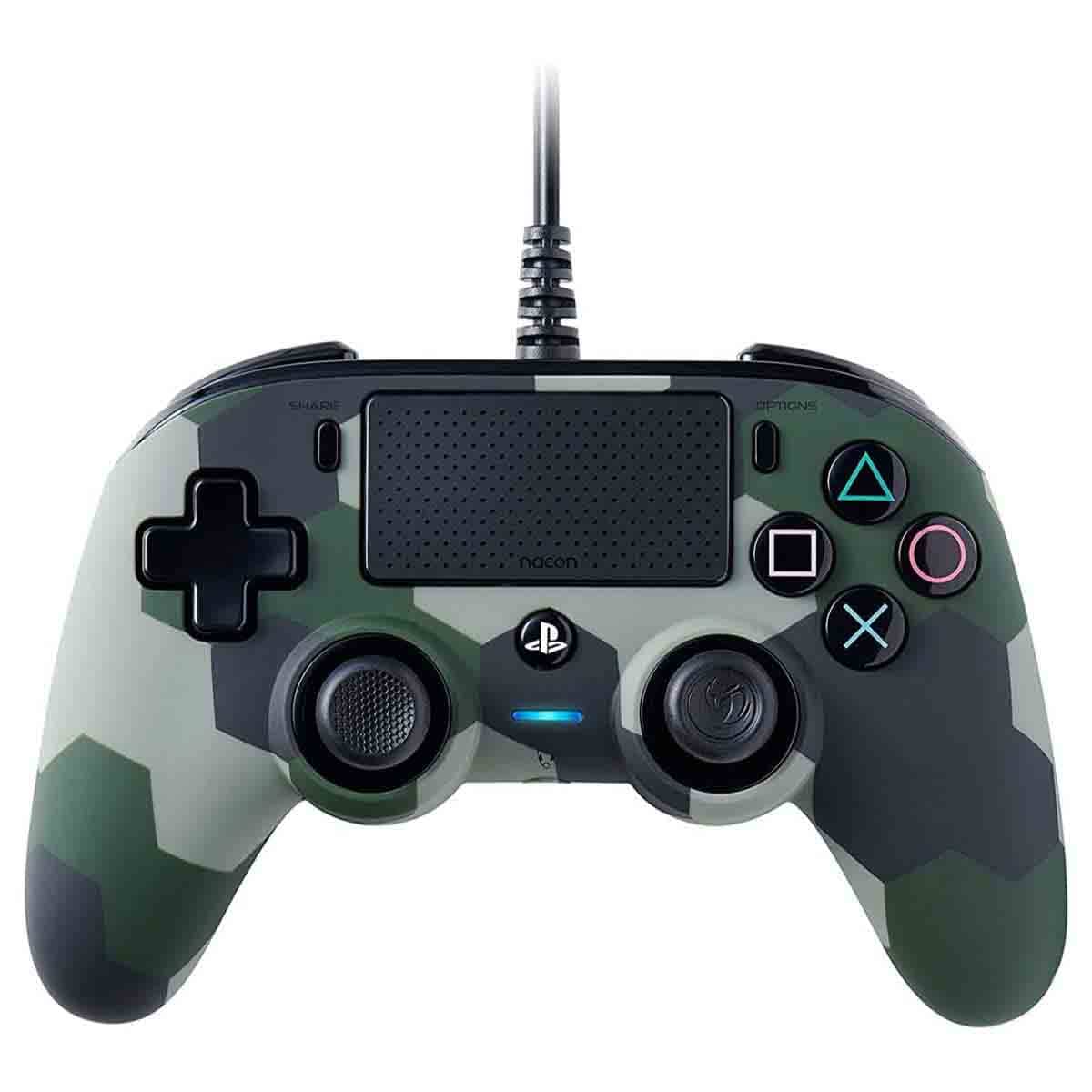 Nacon Compact Camo Green Wired Gaming Controller for PlayStation 4
