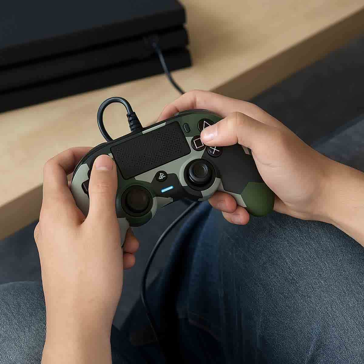 Nacon Compact Camo Green Wired Gaming Controller for PlayStation 4