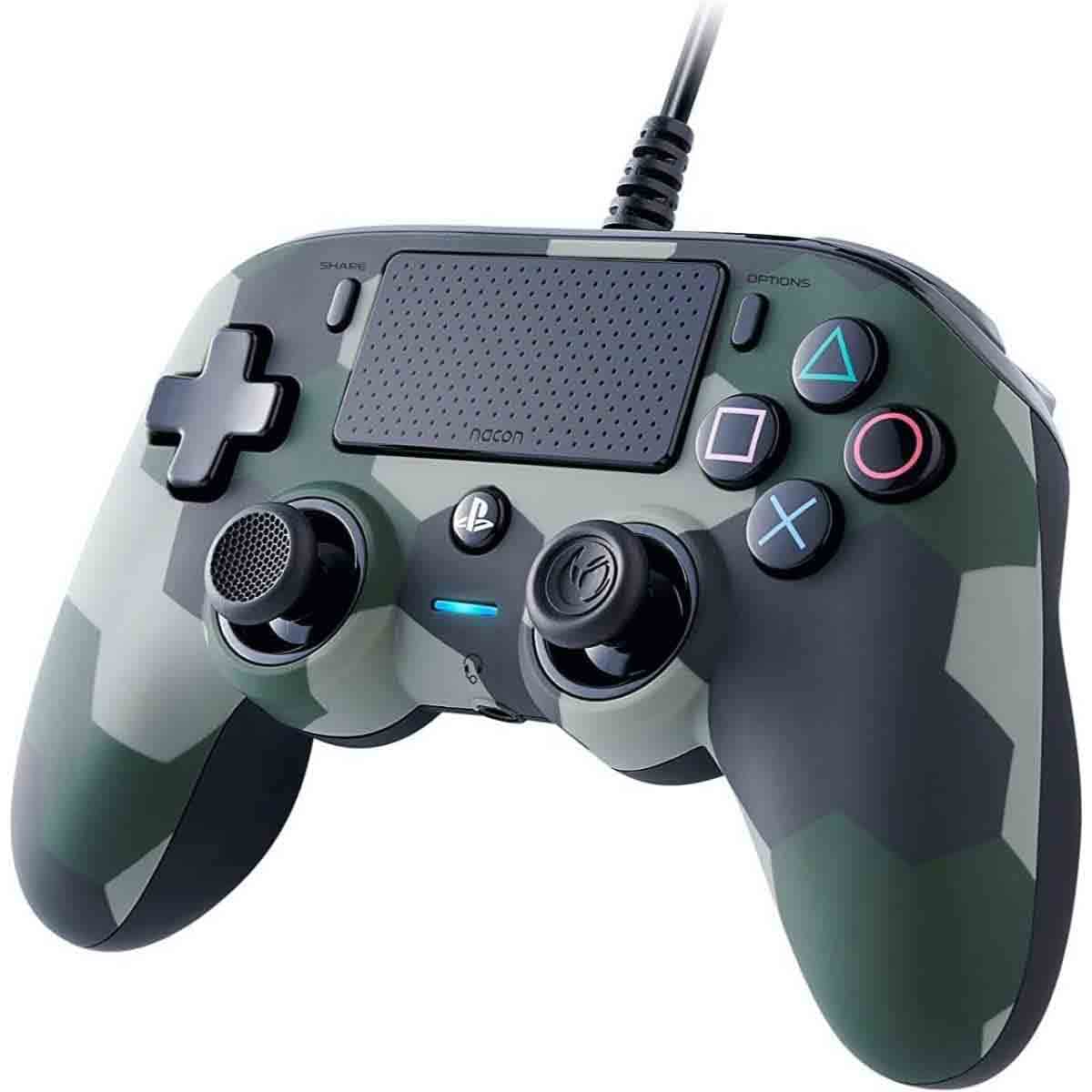Nacon Compact Camo Green Wired Gaming Controller for PlayStation 4