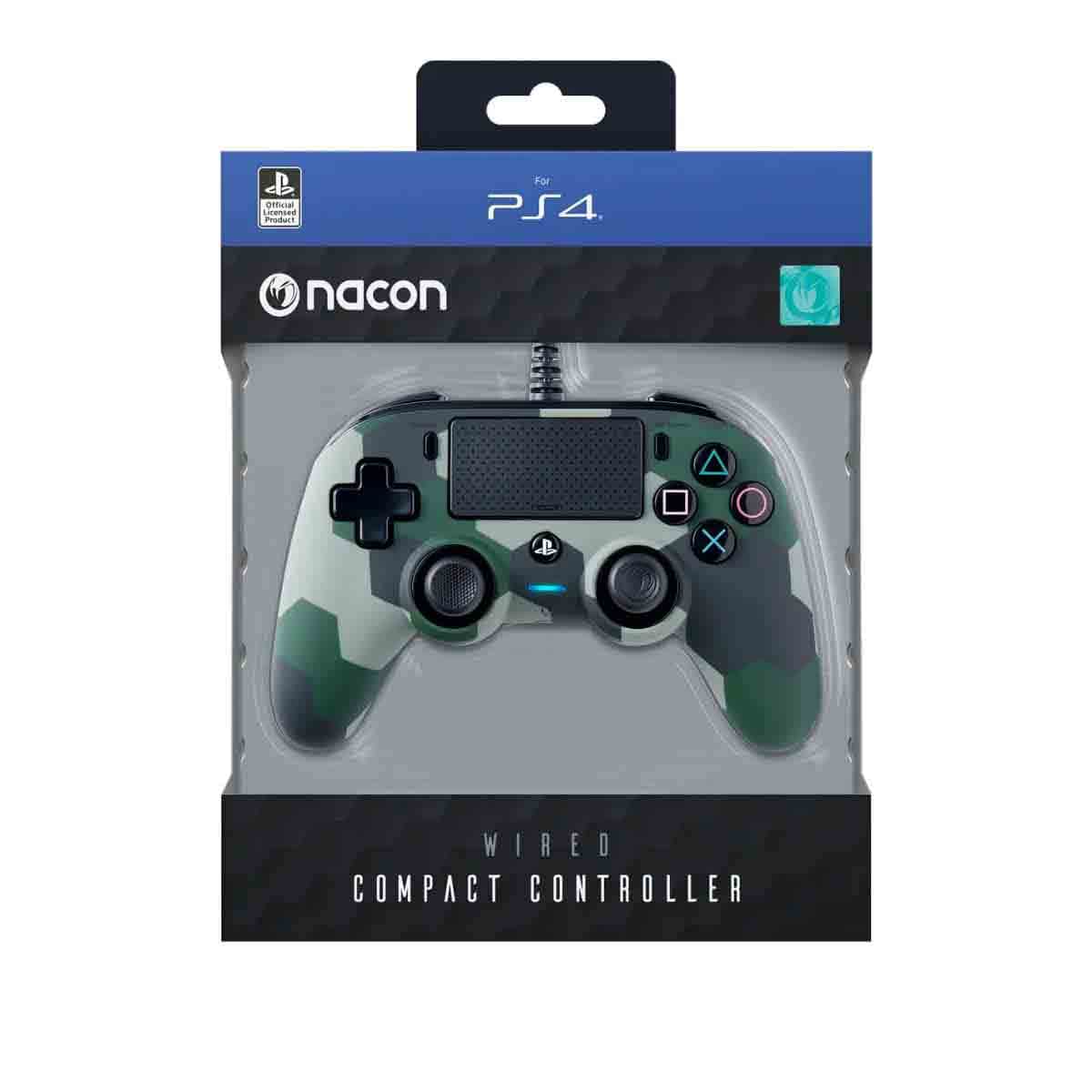 Nacon Compact Camo Green Wired Gaming Controller for PlayStation 4
