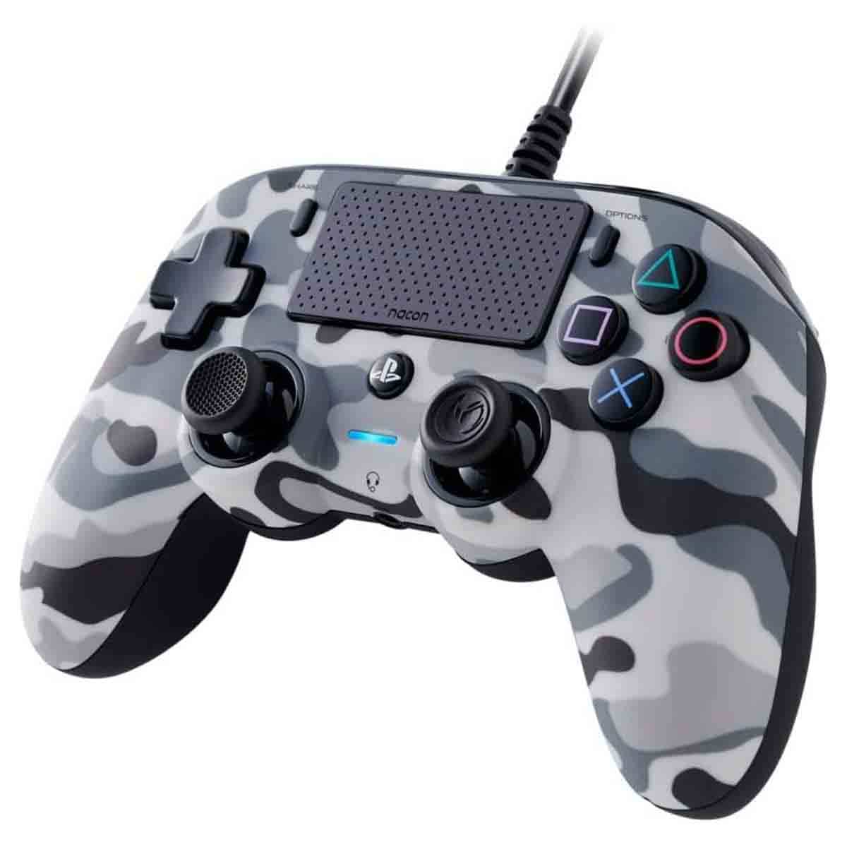 Nacon Compact Camo Grey Wired Gaming Controller for PlayStation 4
