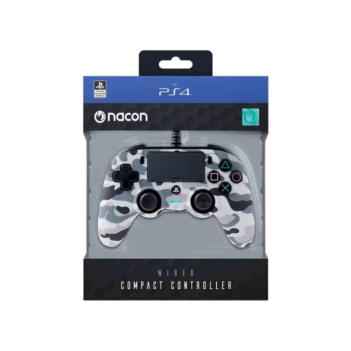 Nacon Compact Camo Grey Wired Gaming Controller for PlayStation 4