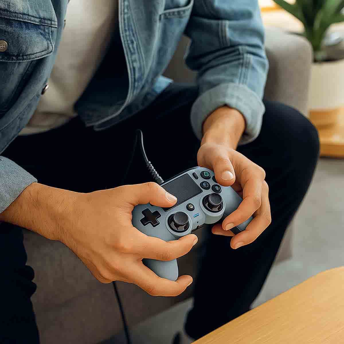 Nacon Compact Grey Wired Gaming Controller for PlayStation 4