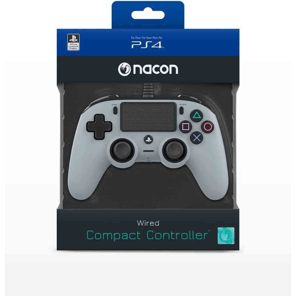 Nacon Compact Grey Wired Gaming Controller for PlayStation 4
