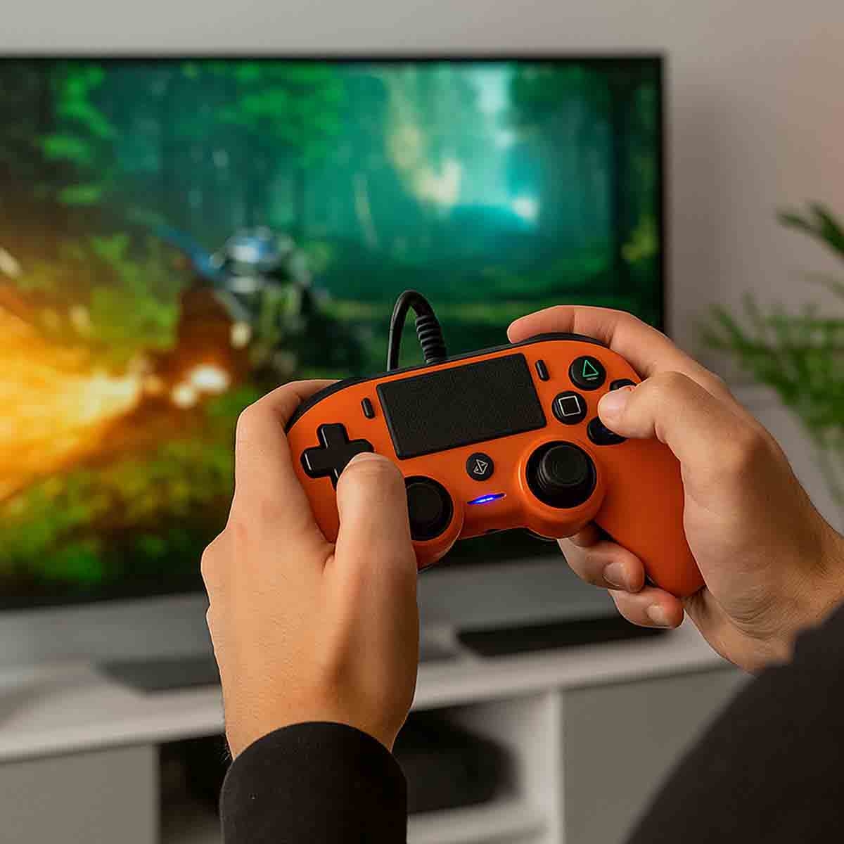 ناكون وحدة تحكم ألعاب سلكية برتقالية مدمجة بلايستيشن 4