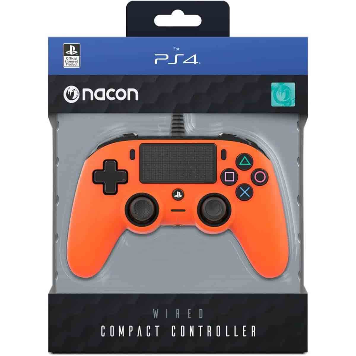 Nacon Compact Orange Wired Gaming Controller for PlayStation 4