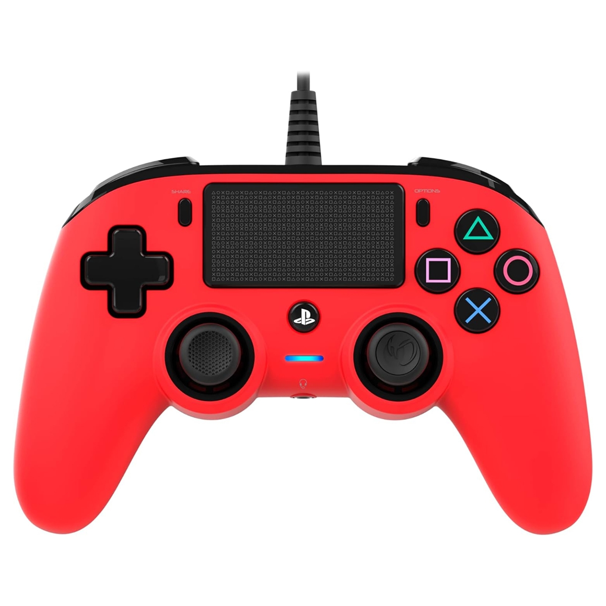ناكون يد تحكم سلكية حمراء مدمجة لبلايستيشن 4