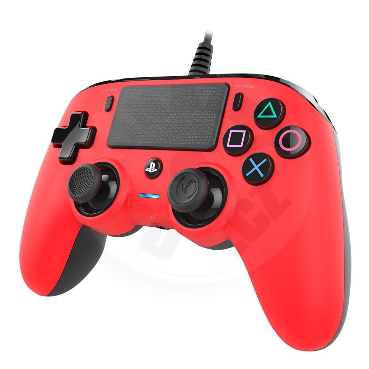 ناكون يد تحكم سلكية حمراء مدمجة لبلايستيشن 4