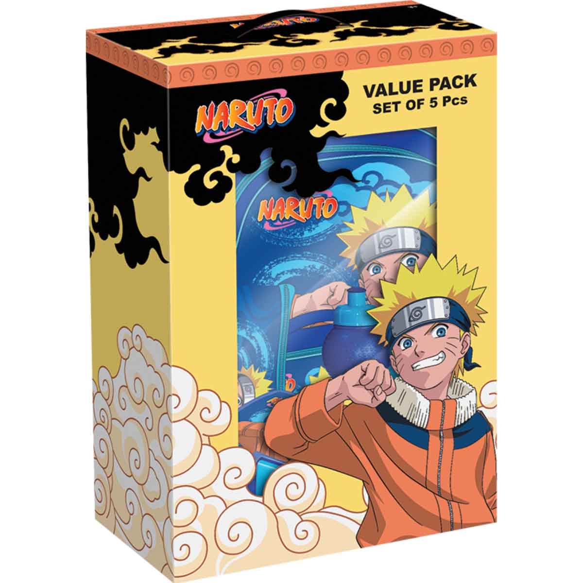 ناروتو مجموعة حقيبة ترولي 5 في 1 مقاس 16 انش مع صندوق غداء وزجاجة ومقلمة وحقيبة غداء