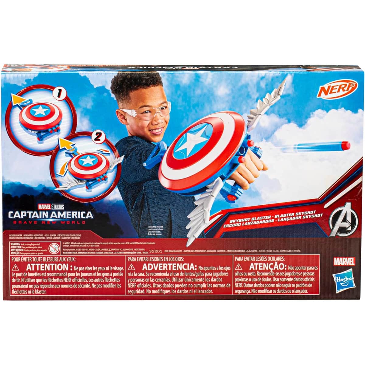 Nerf Marvel Studios Captain America Brave New World Skyshot Blaster Toy Unisex, 5-7 Years