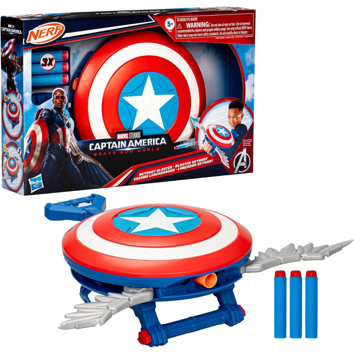 Nerf Marvel Studios Captain America Brave New World Skyshot Blaster Toy Unisex, 5-7 Years