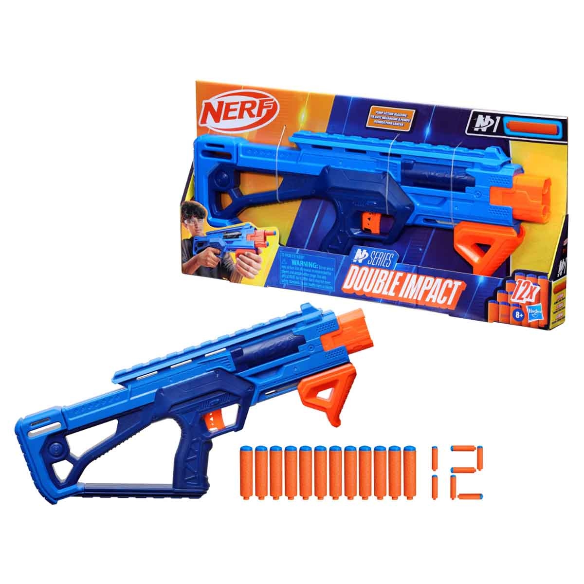 Nerf N Series Double Impact Dart Blaster Unisex, 8-10 Years