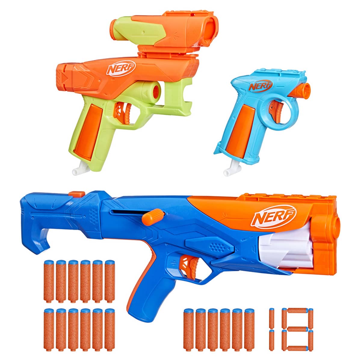 Nerf N Series Gear Up Blasters Unisex, 8-10 Years, Pack of 3