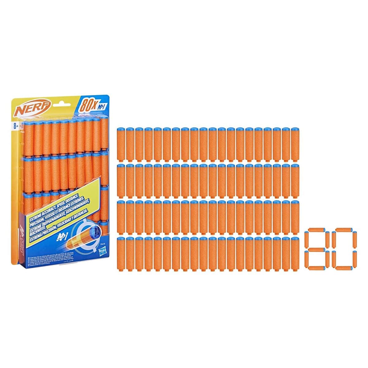 نيرف إن ون سيريز سهام للجنسين، من 8 إلى 10 سنوات، مجموعة من 80