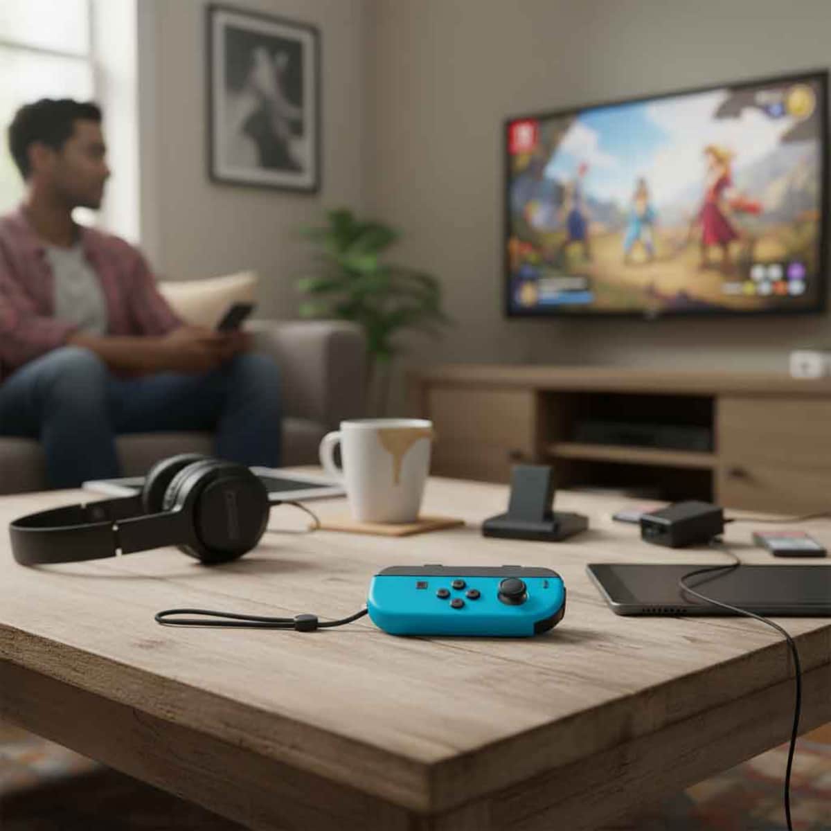 Nintendo Official KSA Version Joy-Con Left Neon Blue Controller for Switch