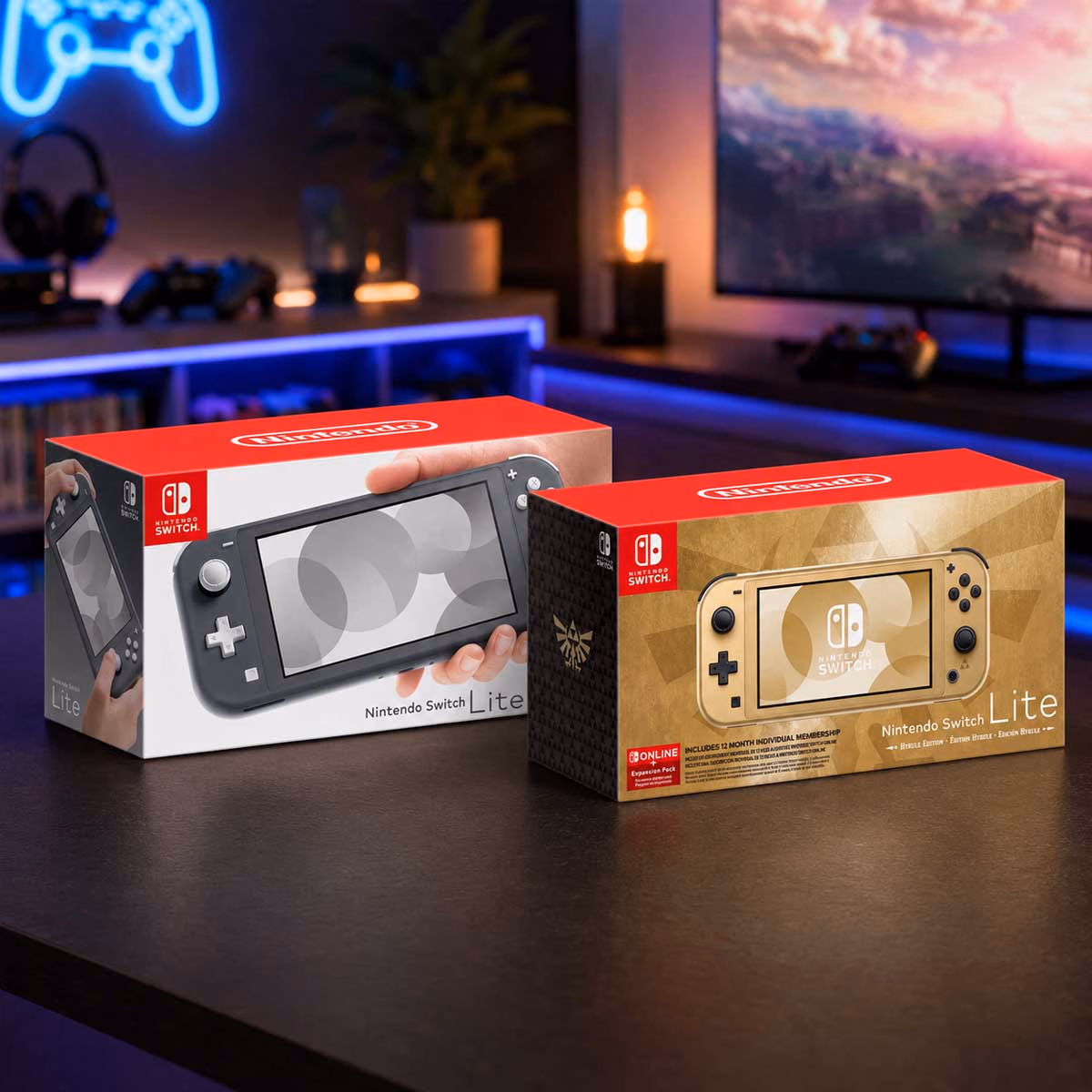 Nintendo Switch Lite Grey & Hyrule Edition Gold International Version Console Bundle