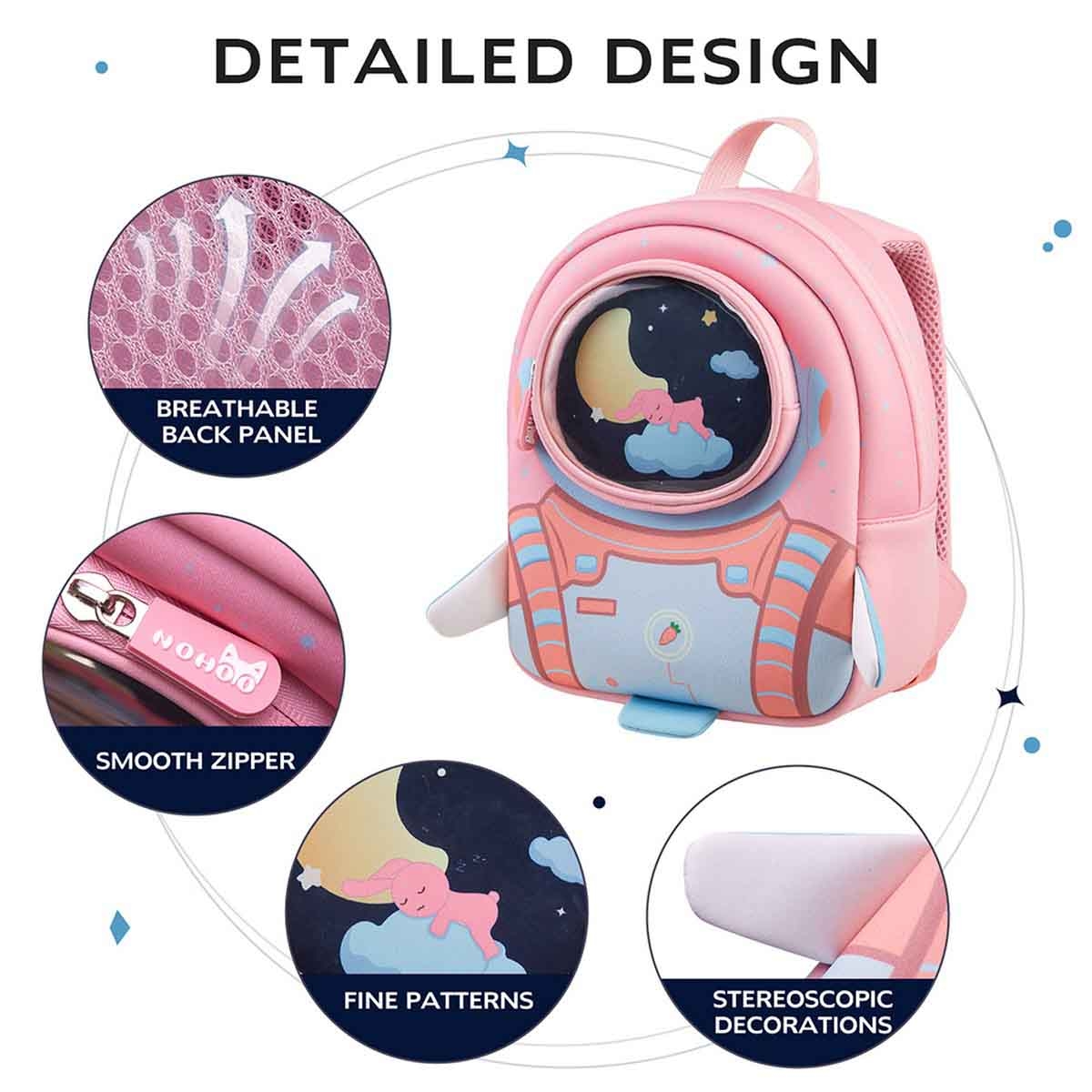 Nohoo 10" Pink 3D Astronaut Kids School Bag/Activity Bag