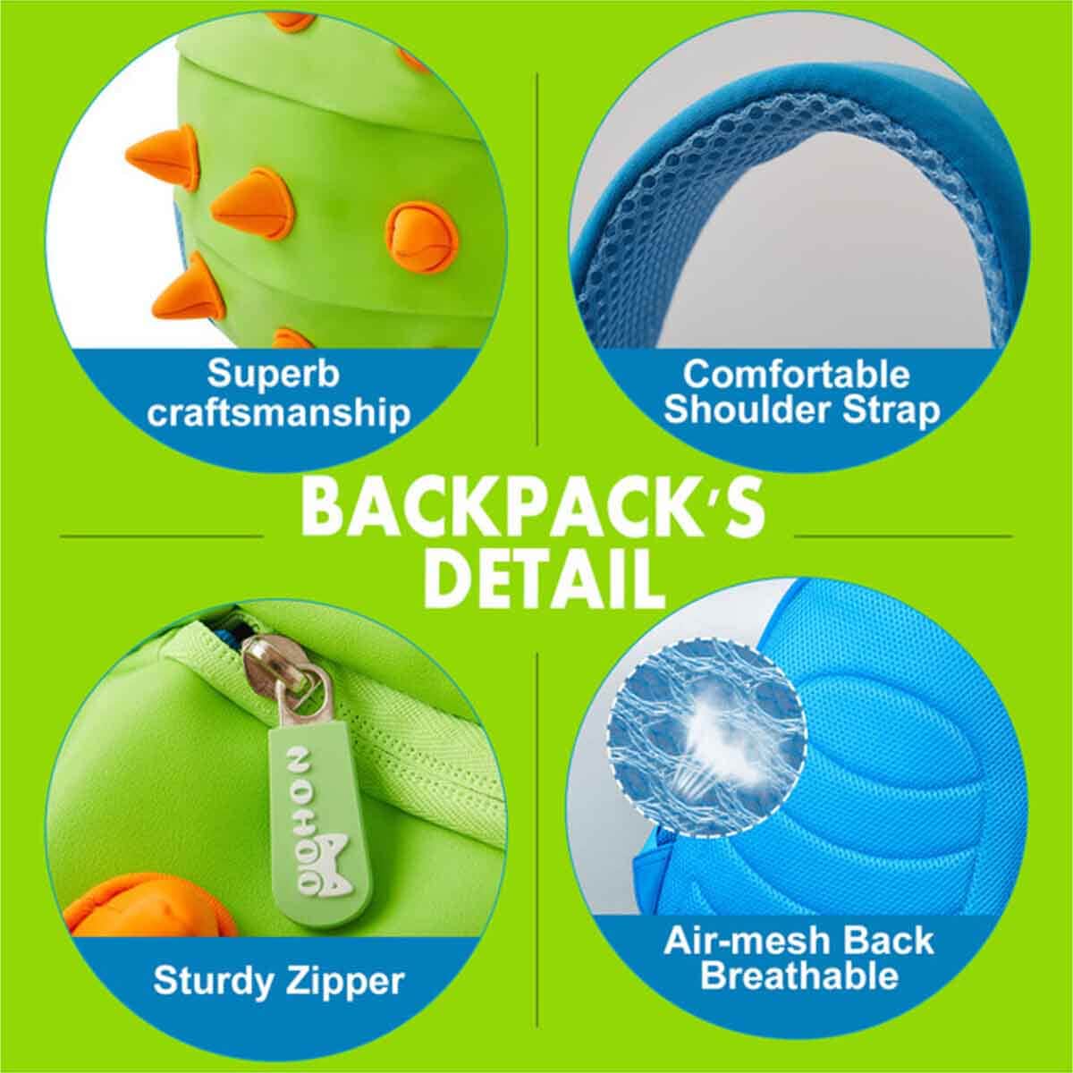 Nohoo Spiky Dinosaur Green Jungle Backpack